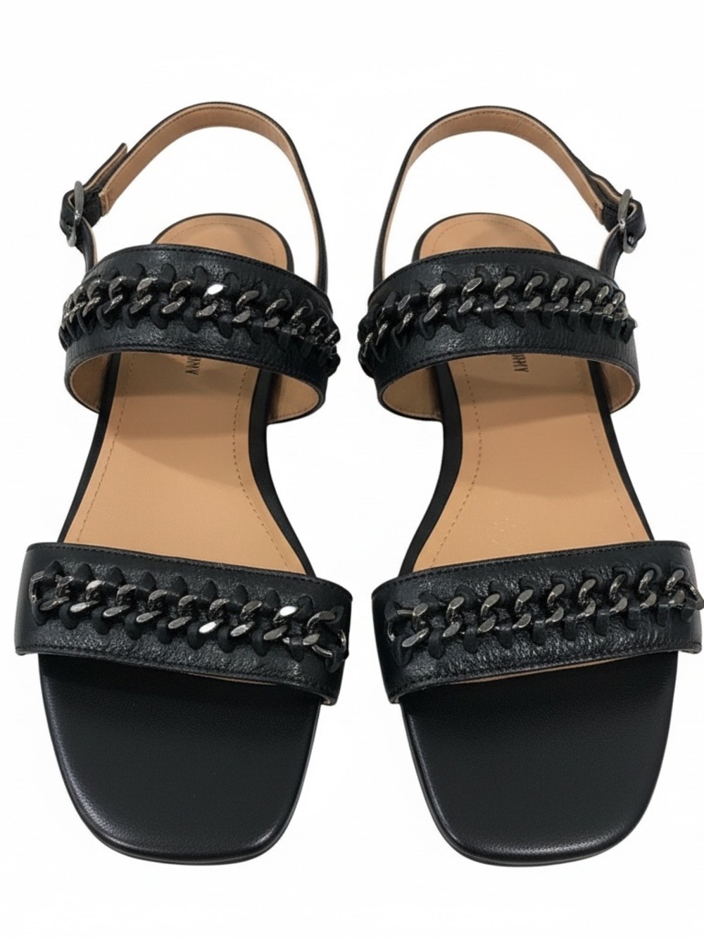 Johnston & Murphy Black Chain-Trim Slingback Sandals Women’s 8.5